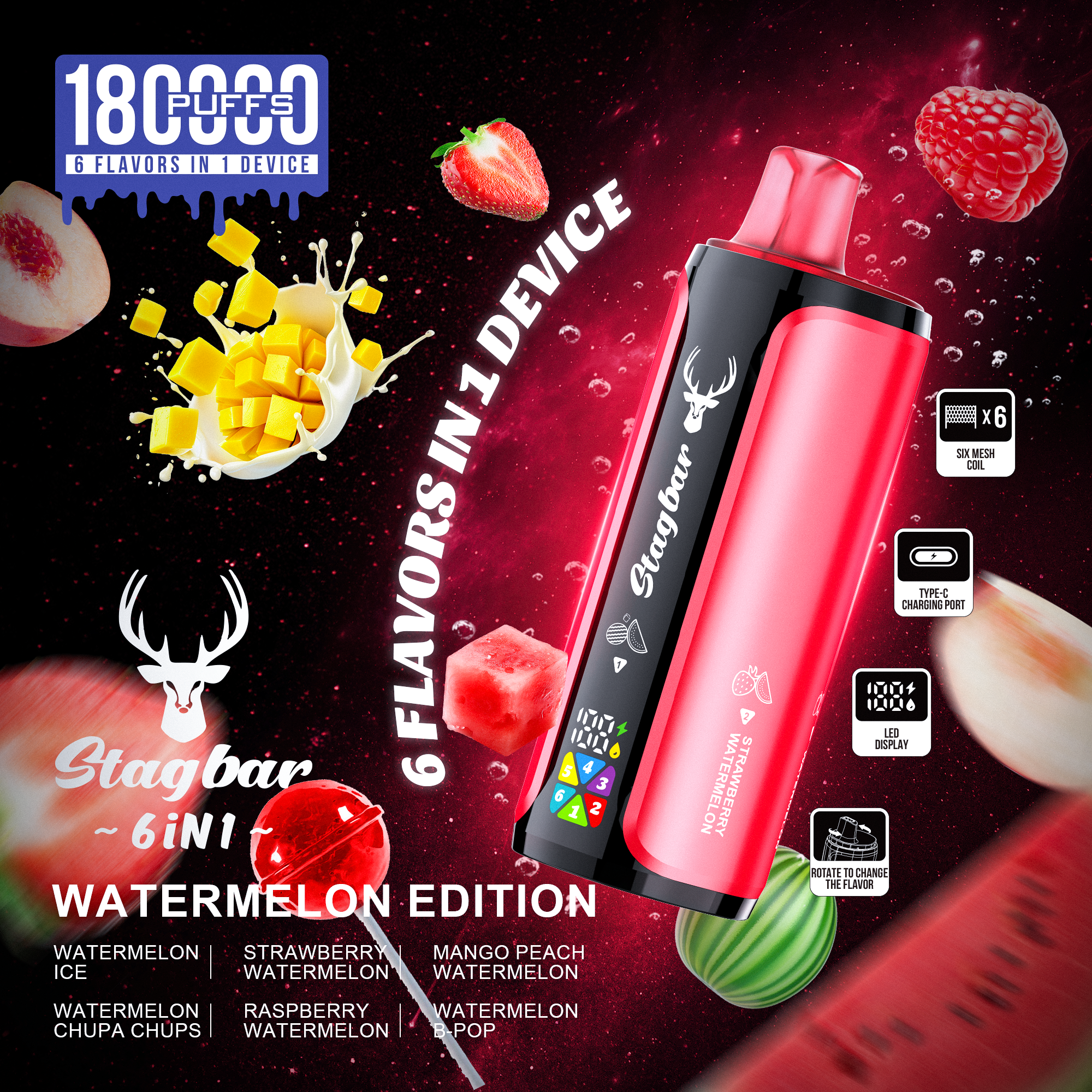 STAG BAR 6IN1 180000 PUFFS